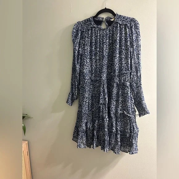 Boden Blue Print Ruffle Open Back Mini Dress - Picture 4 of 11